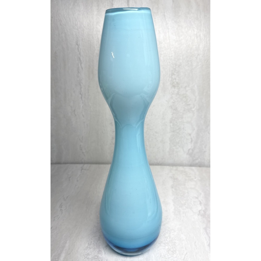 Tall Mid-Century Murano Vintage Art Glass Vase Sommerso Design Blue Cased #8627